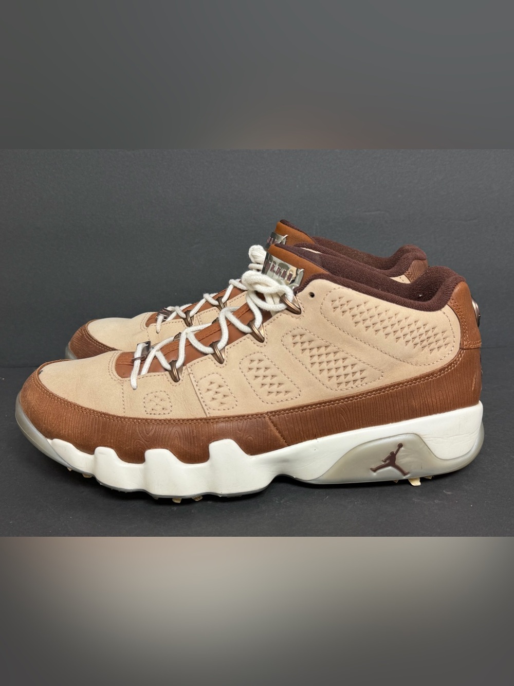 Size 13 - Happy Life Wood x Air Jordan 9 Golf Low Woodgrain RARE 🔥🔥